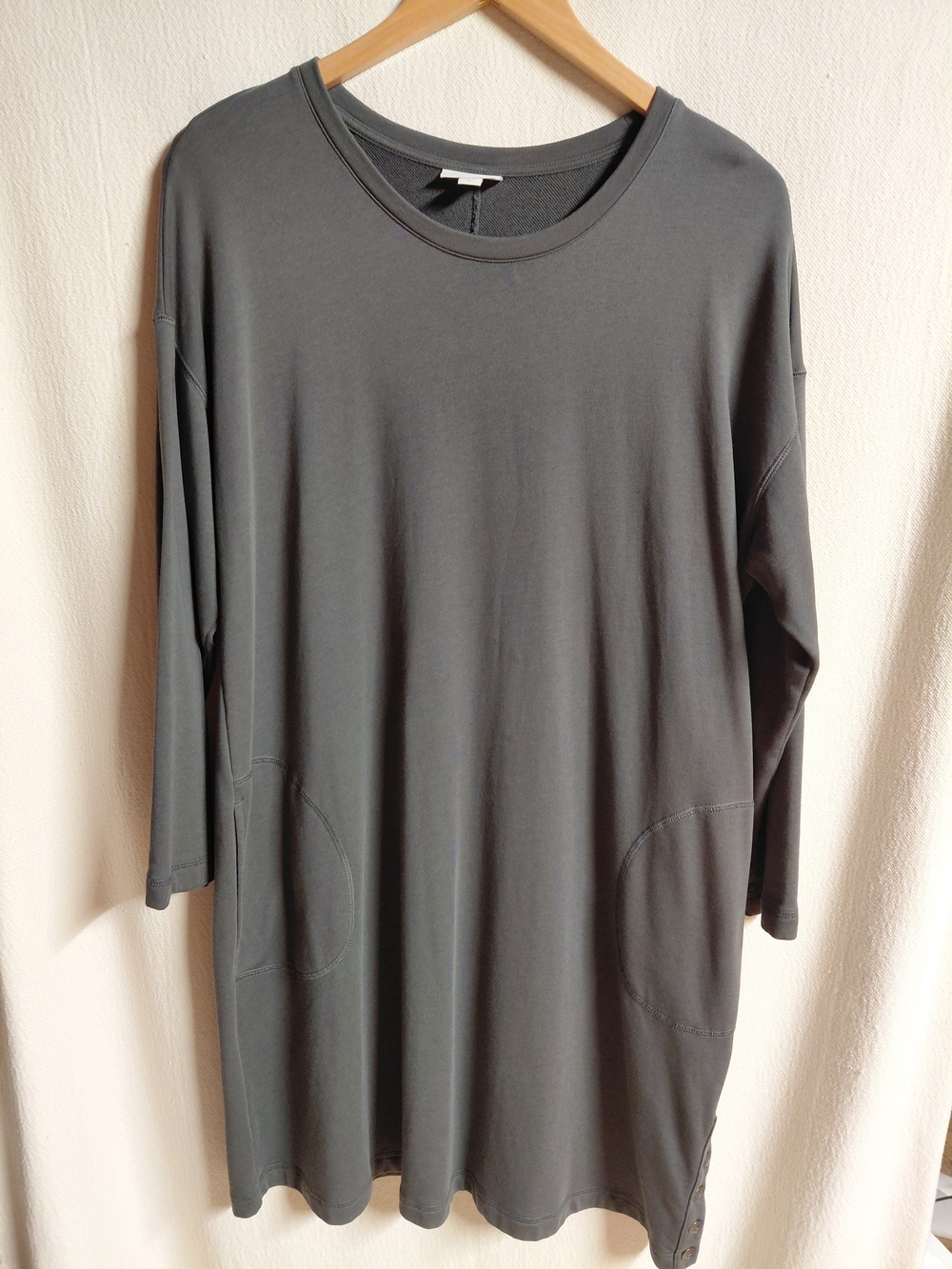 J. Jill Classic Crewneck Long-Sleeve Women’s Dress in Charcoal Pockets! XL